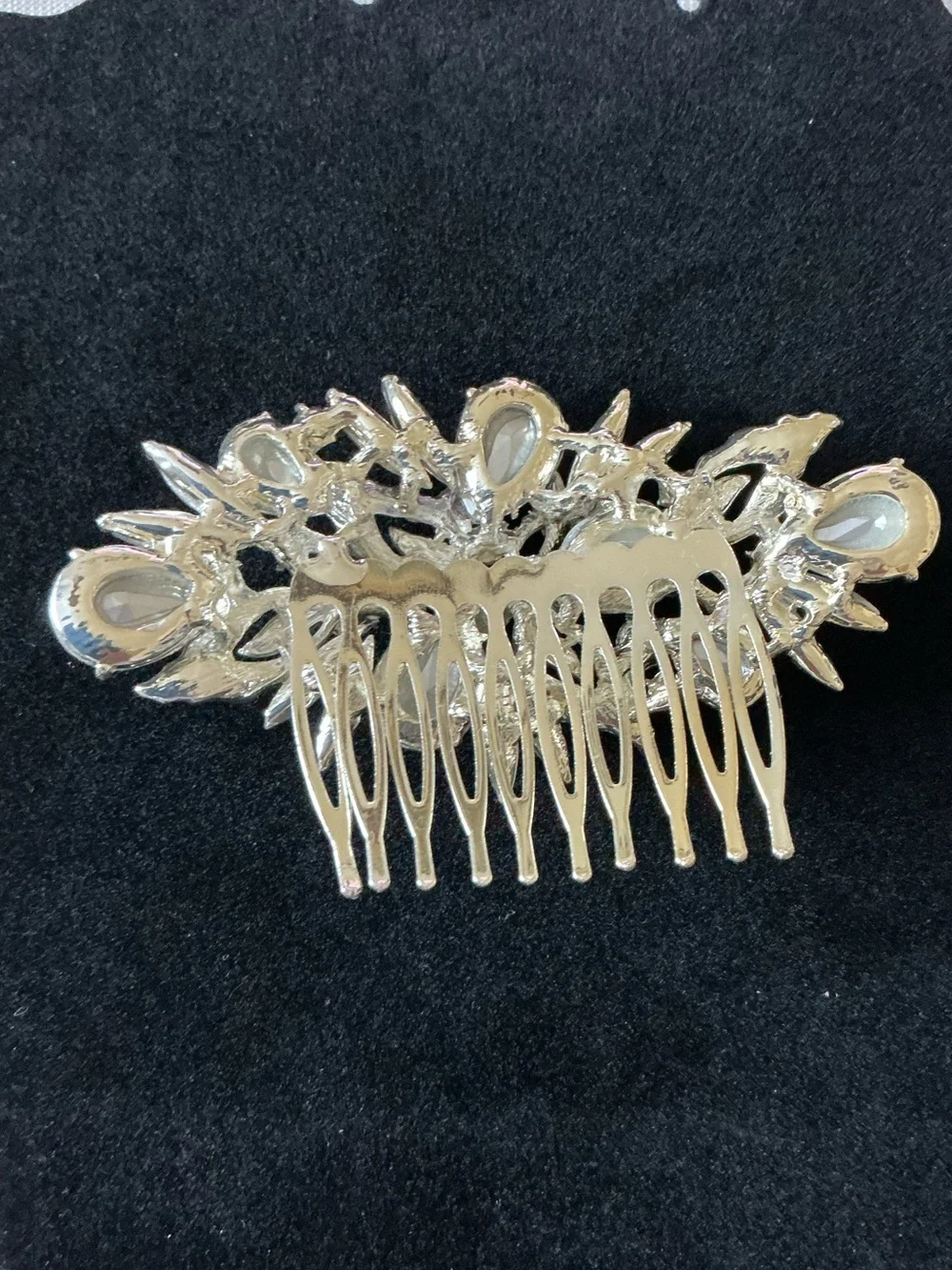Clear Rhinestone Cluster Vintage Style Silver Tone Statement Hair Comb